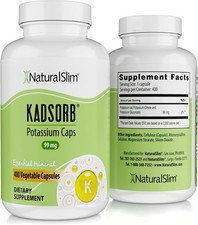 NaturalSlim Kadsorb Potassium Citrate 99 mg Capsules, 400 Vegetable Capsules picture