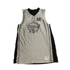YBA Basketball Jersey Mens Large Grey Black Excellent WHAM Graphic Number 32 picture