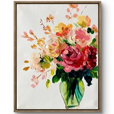 TITA PAINTZ Flower Bouquet in Vase Elegant Painting Handmade Wall Art 11x14 picture