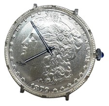 Vintage Morgan Silver Dollar Coin Watch Swiss LeJour 17 Jewel Manual Wind 38mm picture