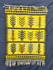Vintage Polish Folk Art Kilim Rug Handwoven Wool Tree Tapestry Cepelia Style picture