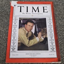 1937 NOVEMBER 1 TIME MAGAZINE - ERNEST ORLANDO LAWRENCE - T 585 picture