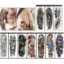 10 Sheets Fake Temporary Tattoo Large Full Arm Sticker Waterproof Black Color picture