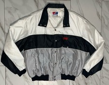 Vintage Swingster USA Men’s XL Bomber Jacket Quilted Lined Black White Gray picture