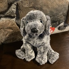 Ty Classic Mercury Dog Gray Plush Silver Blue Eyes Puppy Toy 2003 Retired TySilk picture
