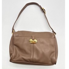 Etienne Aigner Vintage Taupe Pebble Leather Shoulder Bag Gold Logo Hardware picture