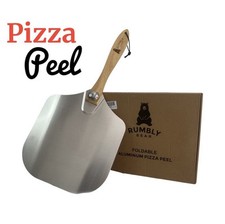 Rumbly Bear Aluminum Pizza Peel 12 Inch x 14 Inch with Folding Wood Handle Pizza picture