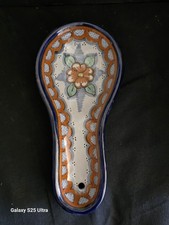 Vintage Talavera Spoon Rest Mexican Hand Painted Manos Magicas Ceramic Pottery picture