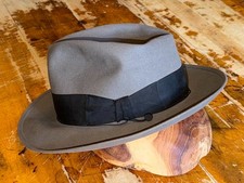 Vintage 1950s Stetson 3X Beaver Quality Fedora Selv-Edge 7 1/8 Long Oval picture