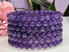 Wholesale Lot 6 Pcs Natural Amethyst 6mm 7.5” Crystal Healing Stretch Bracelet picture