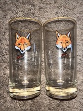 Set Of 2 Carwin Middleburg Fox-Mask Highball Glasses picture