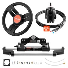 VEVOR Outboard Hydraulic Steering Kit Boat System 200 HP Helm Pump Cylinder Hose picture