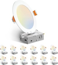 12 Pack 6 Inch 13W 5CCT Ultra-Thin LED Recessed Ceiling Light with Junction Box picture