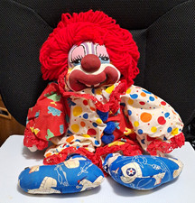 Vintage Handmade Fabric Cloth Clown Doll Rag Doll Folk Art Clowncore picture