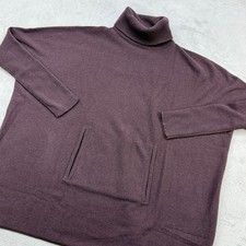 Garnet Hill Sweater Womens L Purple Wool Cashmere Kangaroo Pocket Quiet Luxury picture