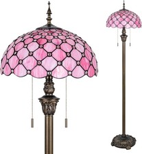 Pink Baroque Tiffany Floor Lamp - Antique Stained Glass Reading Light 64 picture