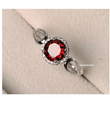 1.65 Ct Ruby Natural Round & Diamond Wedding Ring 925 Sterling Silver Ring picture