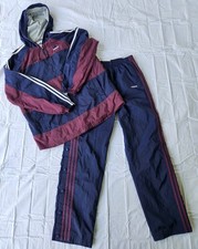 Adidas Tracksuit Men Medium Red Blue Vtg 90s Windbreaker Pullover Pants Set Y2K  picture