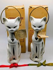 Pair of Rare Vintage Brush McCoy Ceramalite Kat Kut-Up Cat Lanterns – Orig Boxes picture
