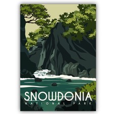 Snowdonia National Park Travel Vintage Poster Art Cut To Shape Vinyl Sticker picture