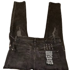 Ksubi Chitch Krow Krushed Jeans Mens 33x31 Black Slim Distressed Organic Tag 32 picture