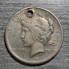 1921 Peace Dollar Silver Coin Circulated Holed  picture