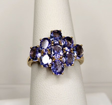 JTV BBJ-925 18k Gold Sterling Silver Natural Tanzanite Cluster gemstone ring sz8 picture