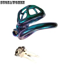 Chastity Cage Curve Ring Customizable Metal Colorful Cage Lock Chastity Device picture
