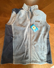 Columbia Men’s Full Zip Vest w/ Pockets Stand-Up Collar Blue/Gray M picture
