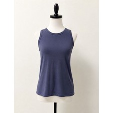 Quince Cotton Modal Sleeveless Deep Blue Crew Neck Tank Top Sz M picture