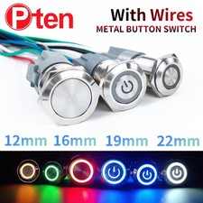 16mm 12V LED ON OFF Waterproof Stainless Steel Latching Push Button Power Switch picture