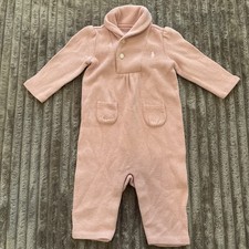 Polo Ralph Lauren Pink Rib Shawl Collar Coverall Size 6 Months NWOT picture