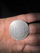 1745 Mexico 8 Reales Milled Pillar-Type Silver Coin Mo Mint Mark Colonial picture