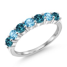 1.40 Cttw London Blue Topaz and Swiss Blue Topaz Alternate  Band Anniversary picture