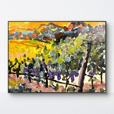SAMATOWIC Original 12x16 Expressionist Vineyard Sunset Landscape Painting Signed picture