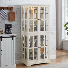 Antique Glass Display Storage Tall Cabinet with Adjustable Shelves and Includes picture