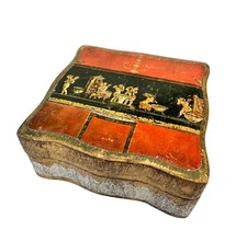 Beautiful Vintage Italian Florentine Giltwood Trinket Box – Pompeian Fresco picture