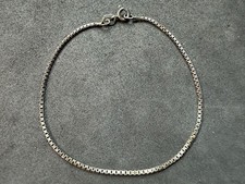 1.49g Vintage Sterling Silver 925 Box Chain Bracelet Delicate 7 in picture