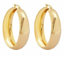 Edforce Women's 18k Gold Plated Rounded Thick Hoop Earrings, (40mm) picture