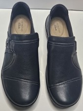 Collection By Clarks Ultimate Comfort Navy Blue Leather Uppers 8 M Loafers picture