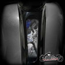 HARLEY DAVIDSON 8 INCH DASH INSERT STREET GLIDE & ROAD GLIDE - BLUE DEATH KISS picture