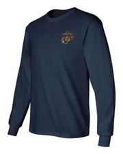 USMC EGA Embroidered Long Sleeve T-Shirt Navy Blue USMC Licensed -all sizes- picture