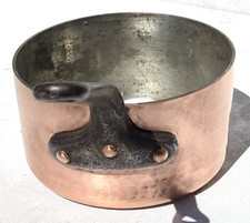 Vintage 8.1inch French Copper Pot Saucepan Hammered Tin Lining 2.5mm 6.6lbs picture