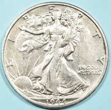 1944 S Walking Liberty Half Dollar ~ AU UNC ABOUT UNCIRCULATED ~ 90% Silver 50c picture