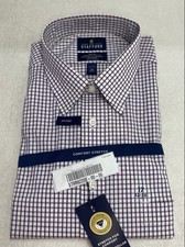 Stafford Mens Travel Comfort Stretch Fitted Graph Check Dress Shirt 17 32-33 NWT picture