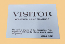 Rockford Files - Original TV Prop - Metropolitan Police Visitor Card picture