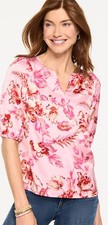 NWT Talbots Satin Charmeuse Pale Pink  Floral Blouse SZ PM picture