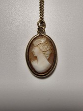 Vintage Gold-Filled Shell Cameo Pendant Necklace picture