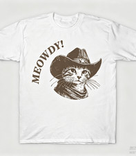 Meowdy Cowboy Cat Retro 90s Tee?Funny Western Country Kitten Graphic Shirt picture