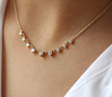 14k Yellow Gold Plated 1.87Ct Lab Grown Diamond Elegant Necklace for Women picture